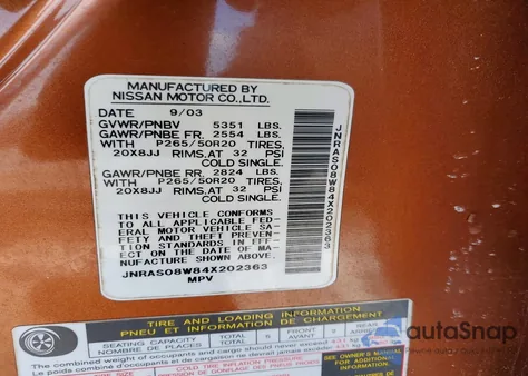 2004 Infiniti Fx35 z USA, uszkodzony, nr VIN JNRAS08W84X202363